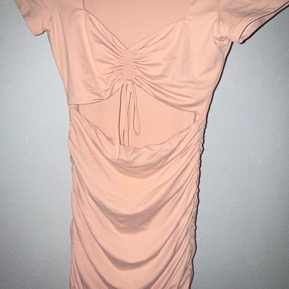 Elegant Peach Ruched Dress